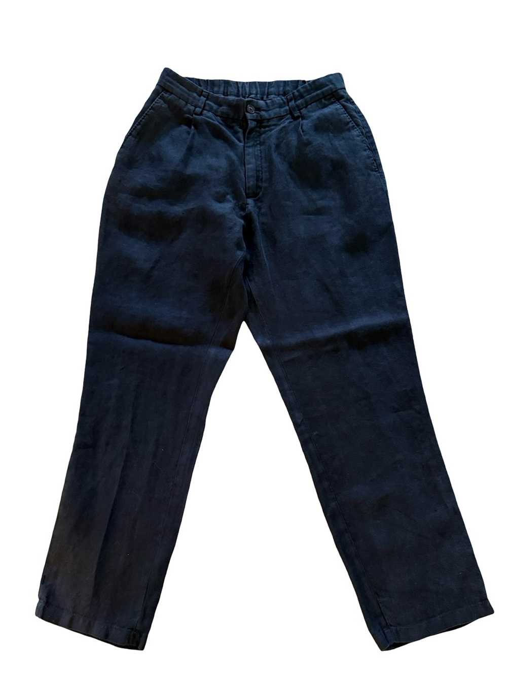 Massimo Dutti Black 100% Linen Tapered Pull On Trousers Women’s 28x27